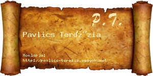 Pavlics Terézia névjegykártya
